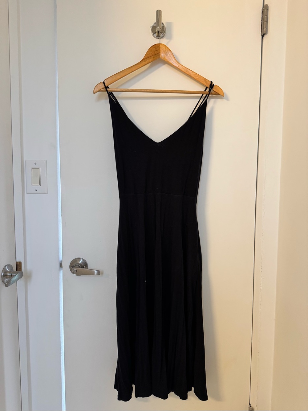 Socialite Black Midi A-line Dress with Adjustable Straps